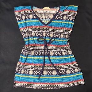 Derek Heart Colorful Top with Waist Tie